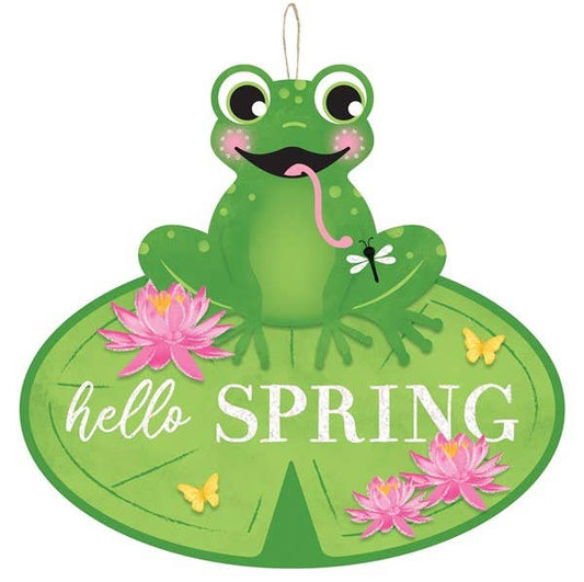 Spring Frog Glitter Sign