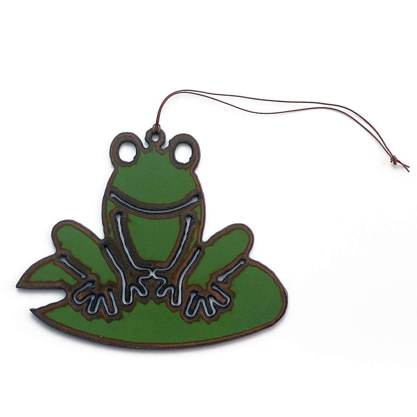 Frog Ornament rustic metal art recycled