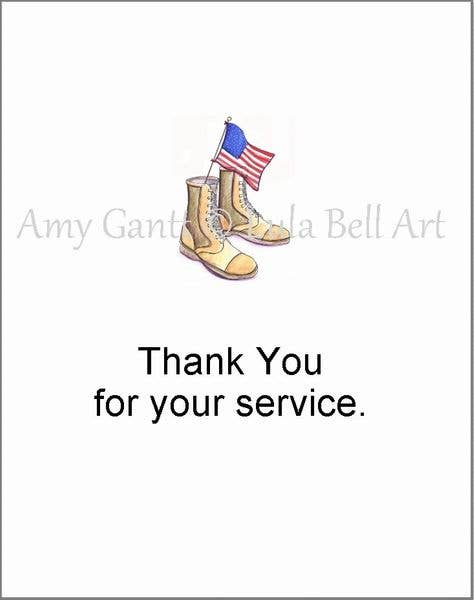 Thank You - Military Boots Thank You Greeting Card
