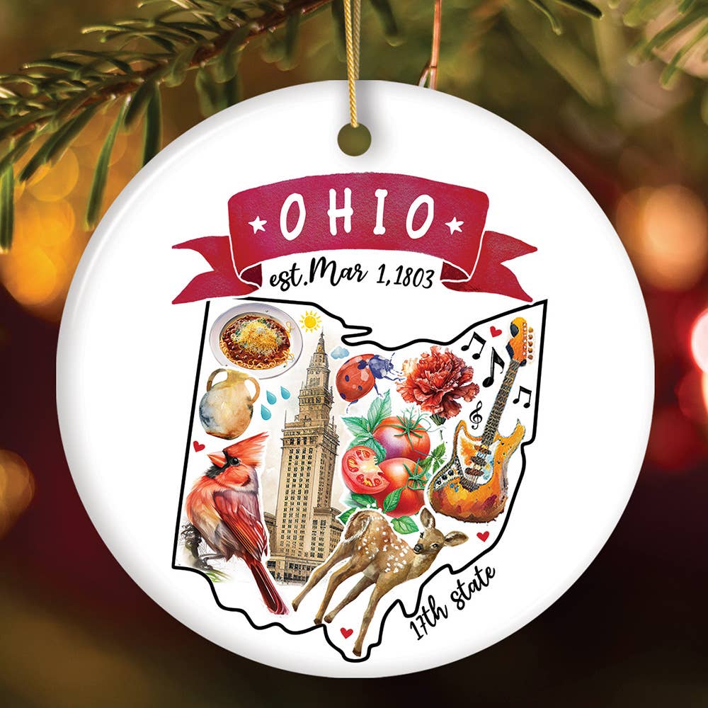 Ohio State Themed Christmas Ornament