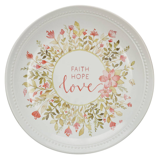 Plate Pink Faith Hope Love Floral
