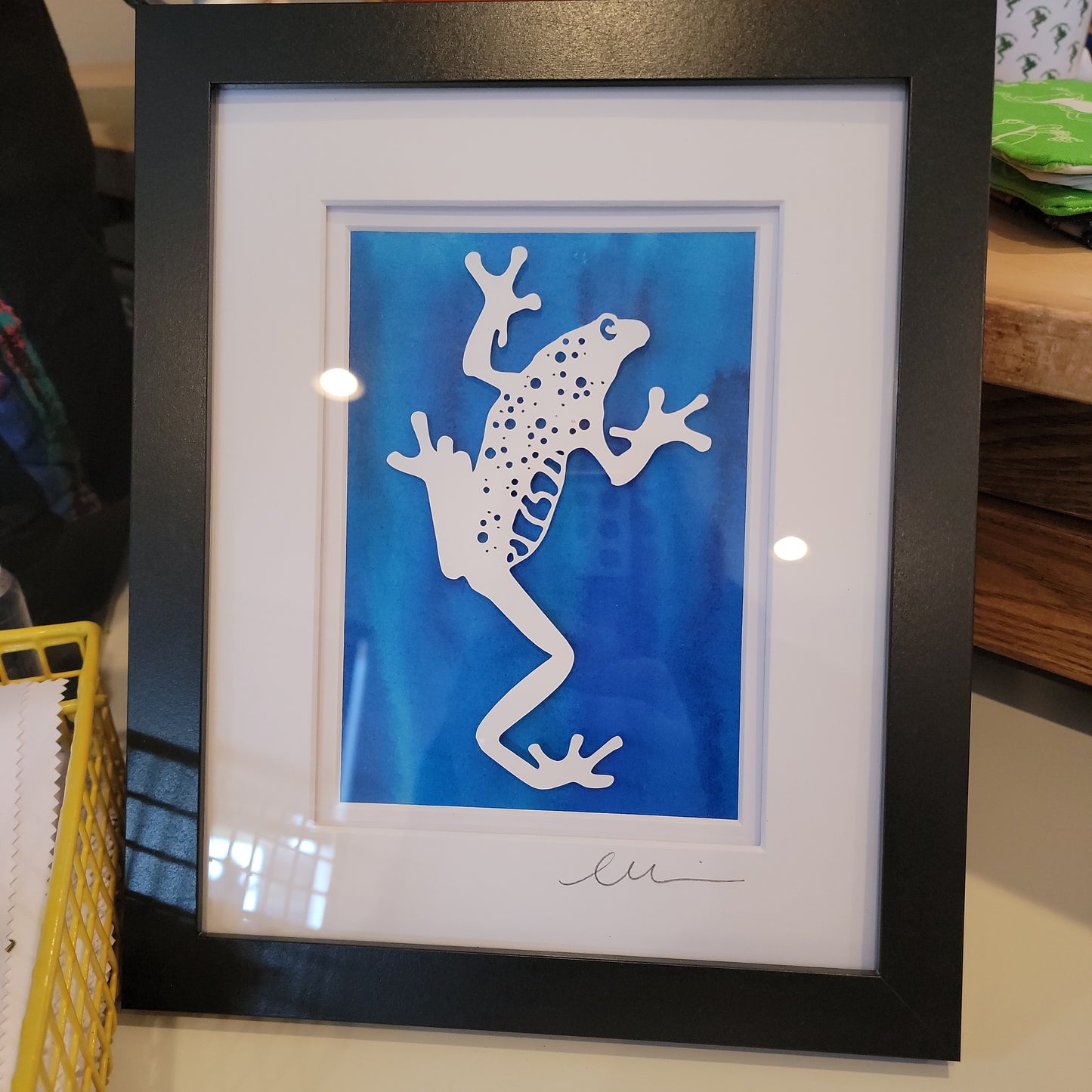 Hand-Cut Framed Frog Pictures