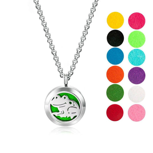 Happy Frog Aromatherapy Diffuser Necklace with 12 color pads