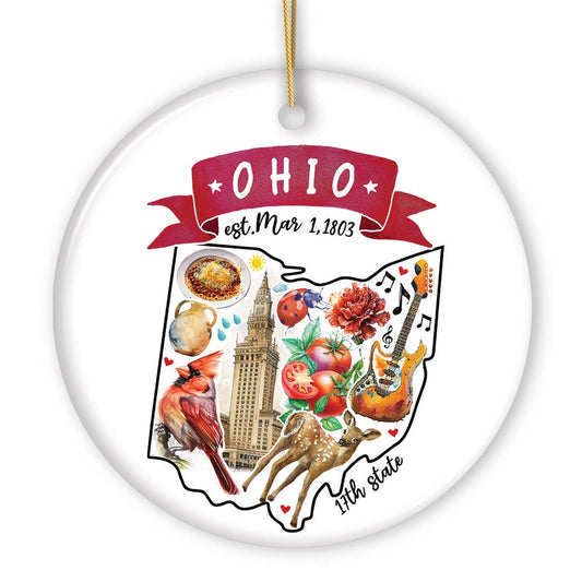 Ohio State Themed Christmas Ornament