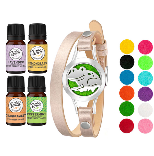 Happy Frog Leather Wrap Bracelet Diffuser & 4 essential oils
