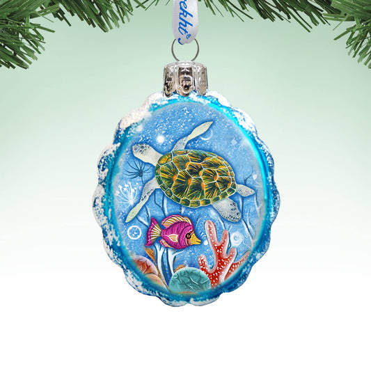 Sea Turtle Handcrafted Glass Ornament